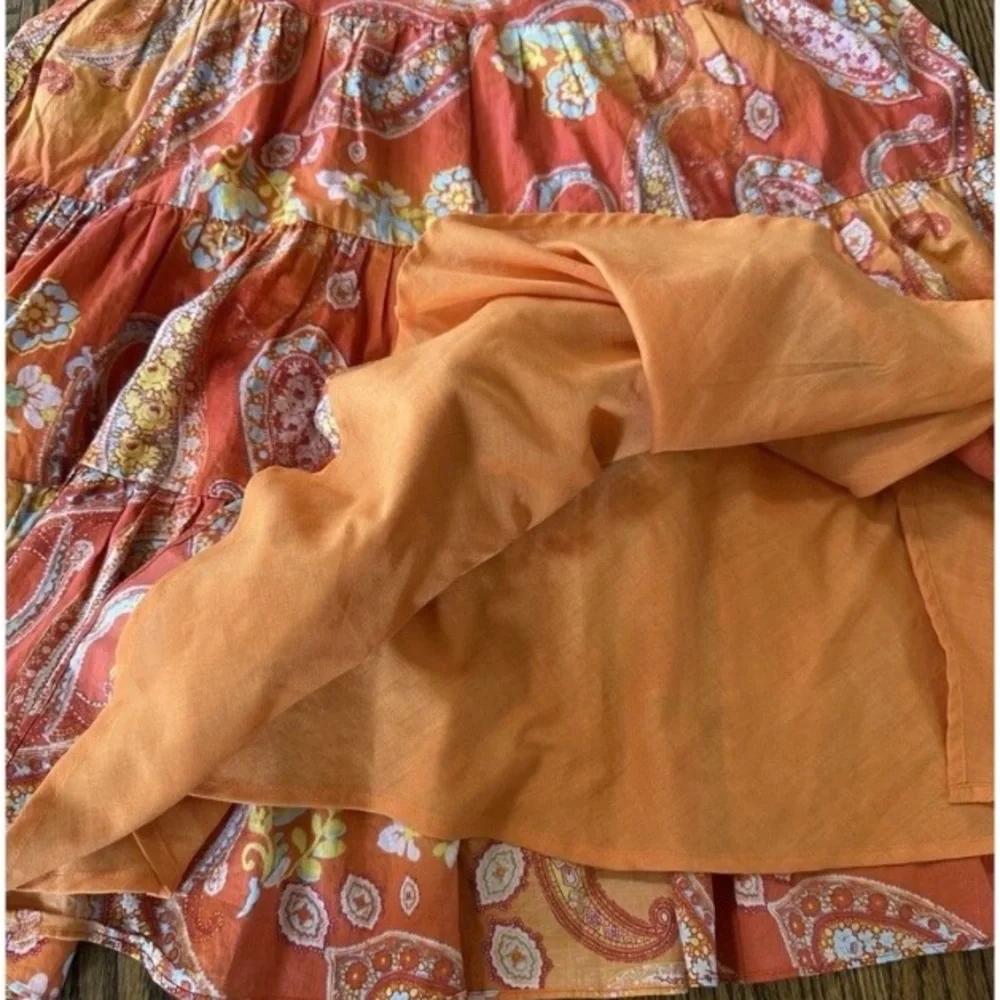 Chaps Vibrant Orange Paisley Maxi Skirt - Picture 3 of 9